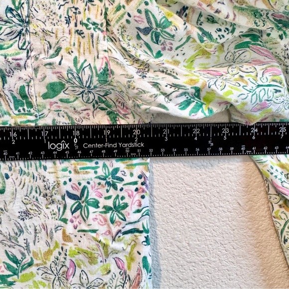 Cynthia Rowley Linen Floral Button Down Shirt Cottagecore Coastal Boho Top M - Picture 7 of 10
